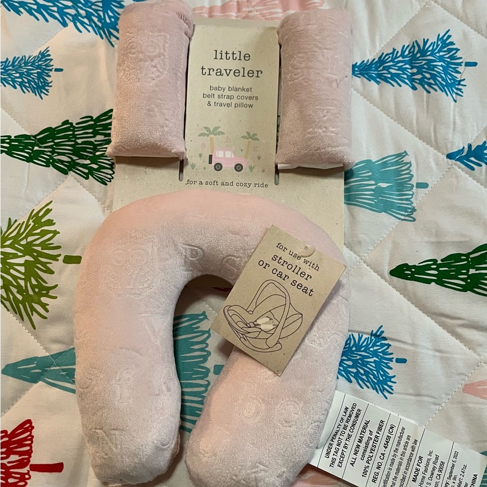 Baby Blanket Belt Strap Covers and Car Seat Headrest Cushion Neck Pillow
